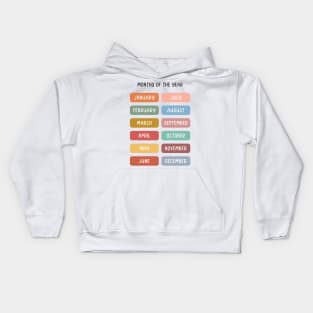 Months in Muted Boho Rainbow Colors for Kids Kids Hoodie